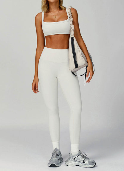 Ribbed Activewear Set with Sports Bra and Leggiing