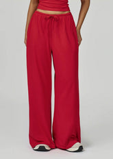 Athletic Wide Leg Lounge Pants with Drawstring and Pockets