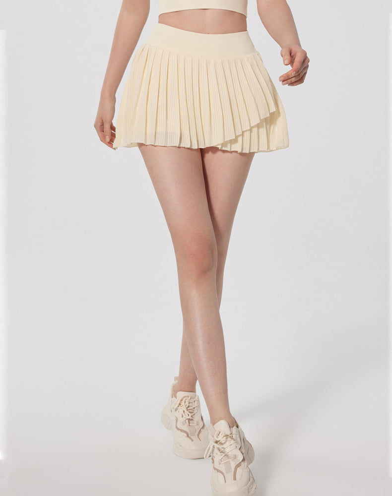 Fashion Solid Color Double Layer Tennis Skirt