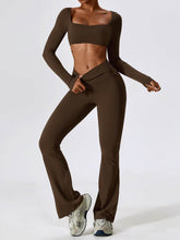 Sport Set with Square Neck Crop Top and Flared Pant