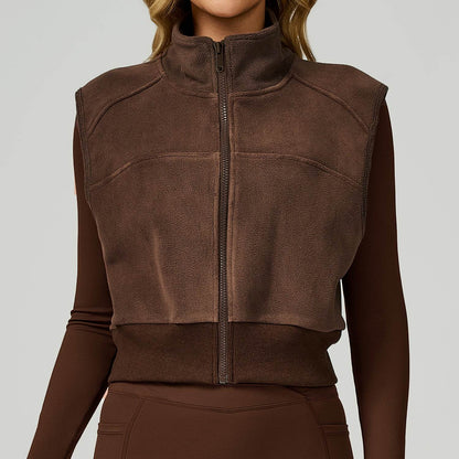 Fleece Coat Vest Outerwear Warm Sleeveless Zip Jackets