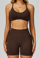 Sport Set with Color Block Sports Bras and Short