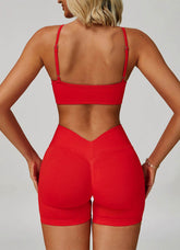 V Neck Adjustable Shoulder Straps Sports Bra