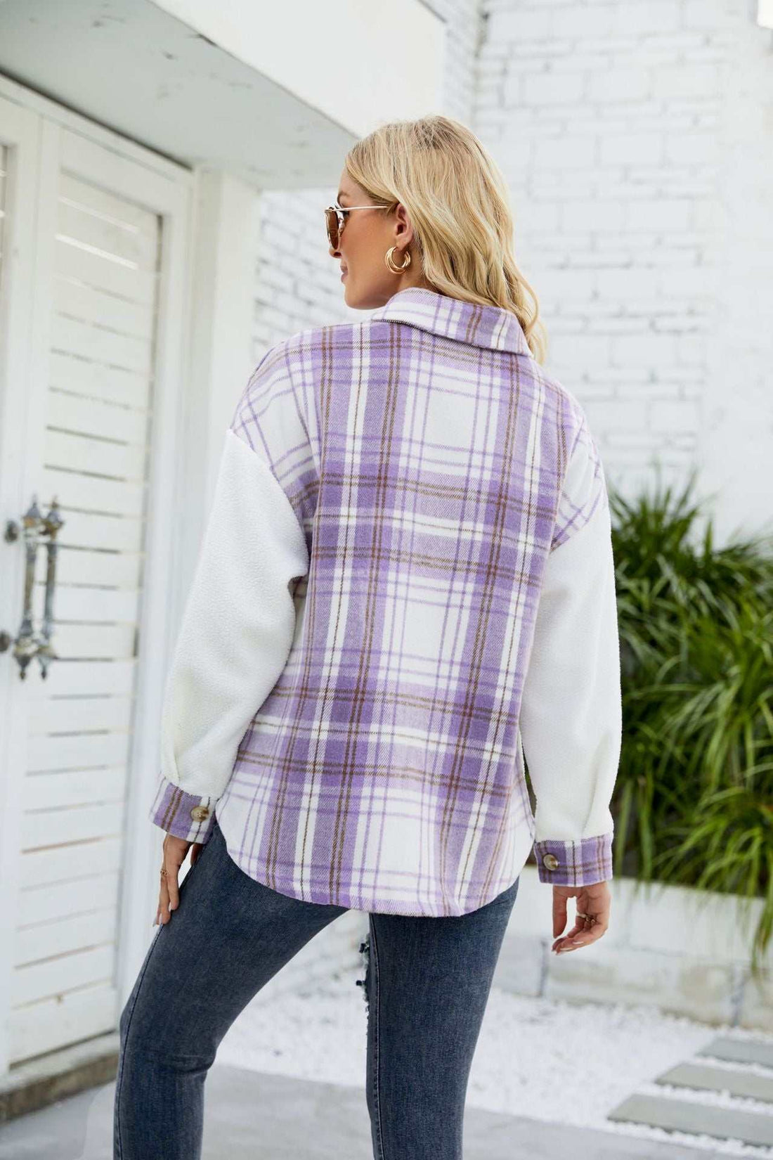 Patchwork Plaid Plush Jacket | Perfect for Casual Outings