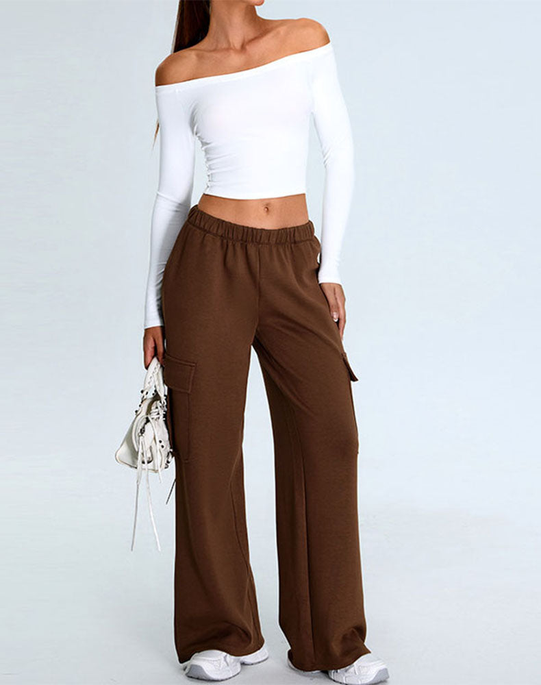 Activewear Set with Off-Shoulder Top and Sweatpant