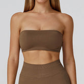 Strapless Bandeau Sport Bra Crop Sleeveless Yoga Tube Top