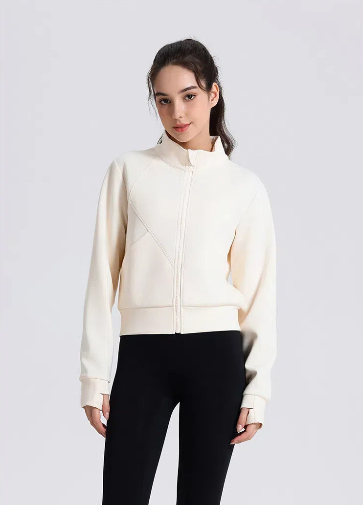 Windproof Collar Yoga Jacket With Zipper