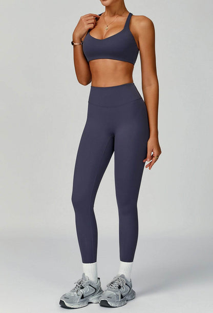 Activewear Set with X Shaped Back Sport Bra and Legging