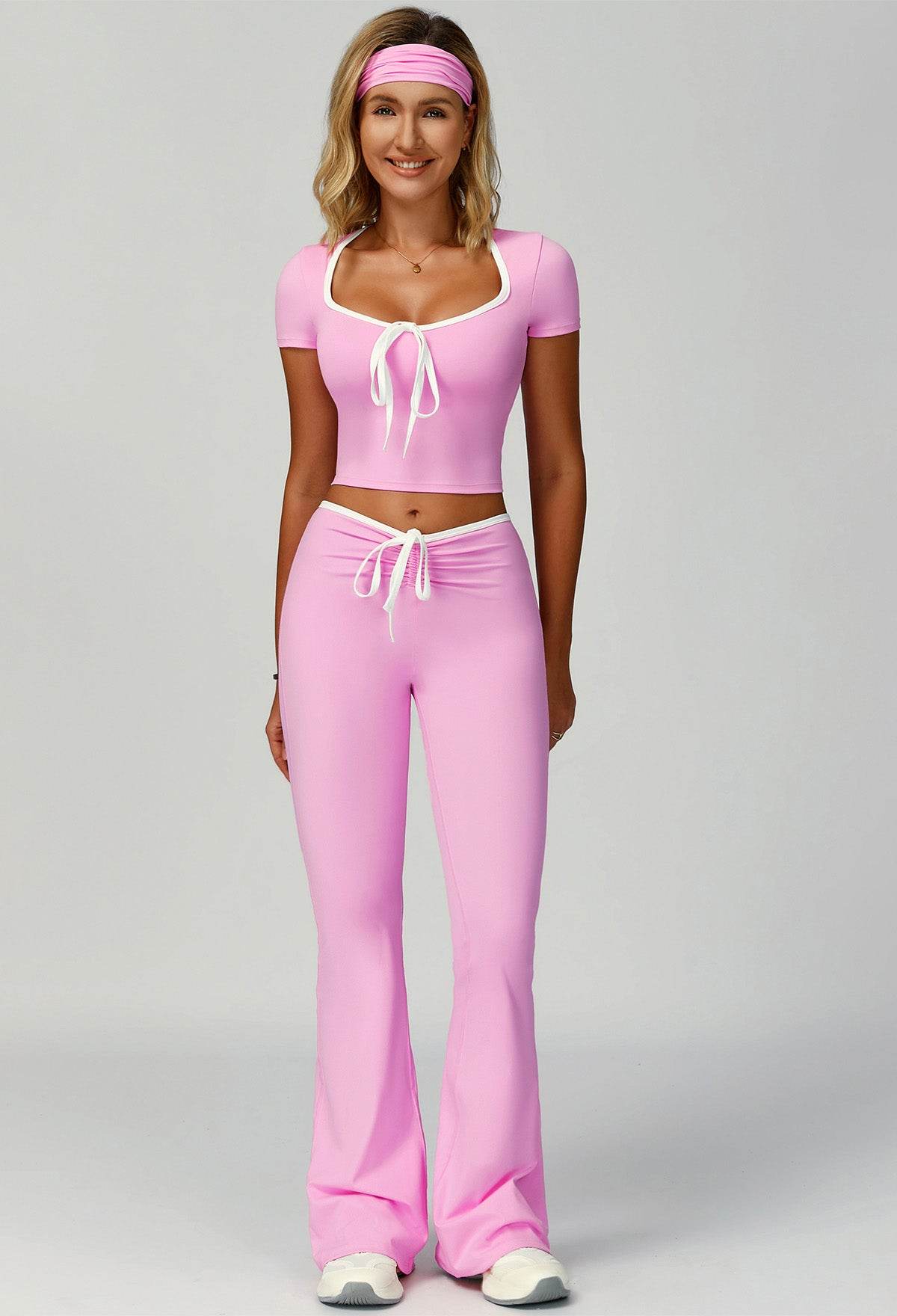 3 Pieces Activewear Set with Headband, Crop Top and Pant