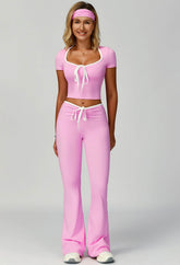 3 Pieces Activewear Set with Headband, Crop Top and Pant