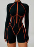 Three Dimensional Line Sports Backless Short Jumpsuit