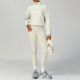 Half Zip Long Sleeve Crop Top Sports Sweatshirt
