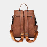 Retro Large Capacity PU Leather Backpack