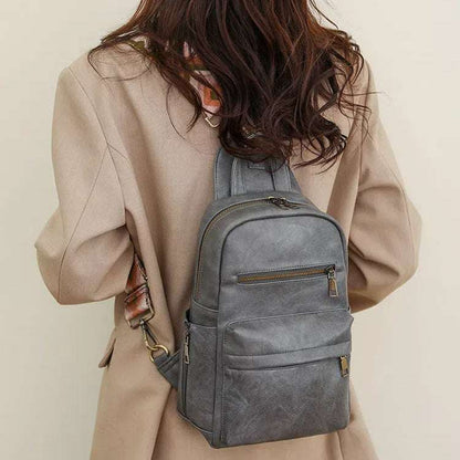 Retro Solid Color PU Leather Backpack | Stylish and Functional Design