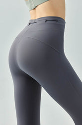 High Waist Athletic Flare Pants Yoga Trousers with Drawstring