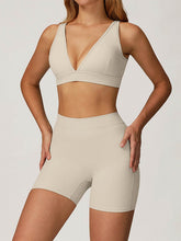 Activewear Set with Deep V-Neck Sports Bra and Short