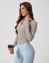 Half Zipper Long Sleeve Yoga T-Shirt