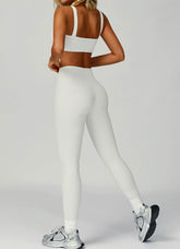 Ribbed Activewear Set with Sports Bra and Leggiing