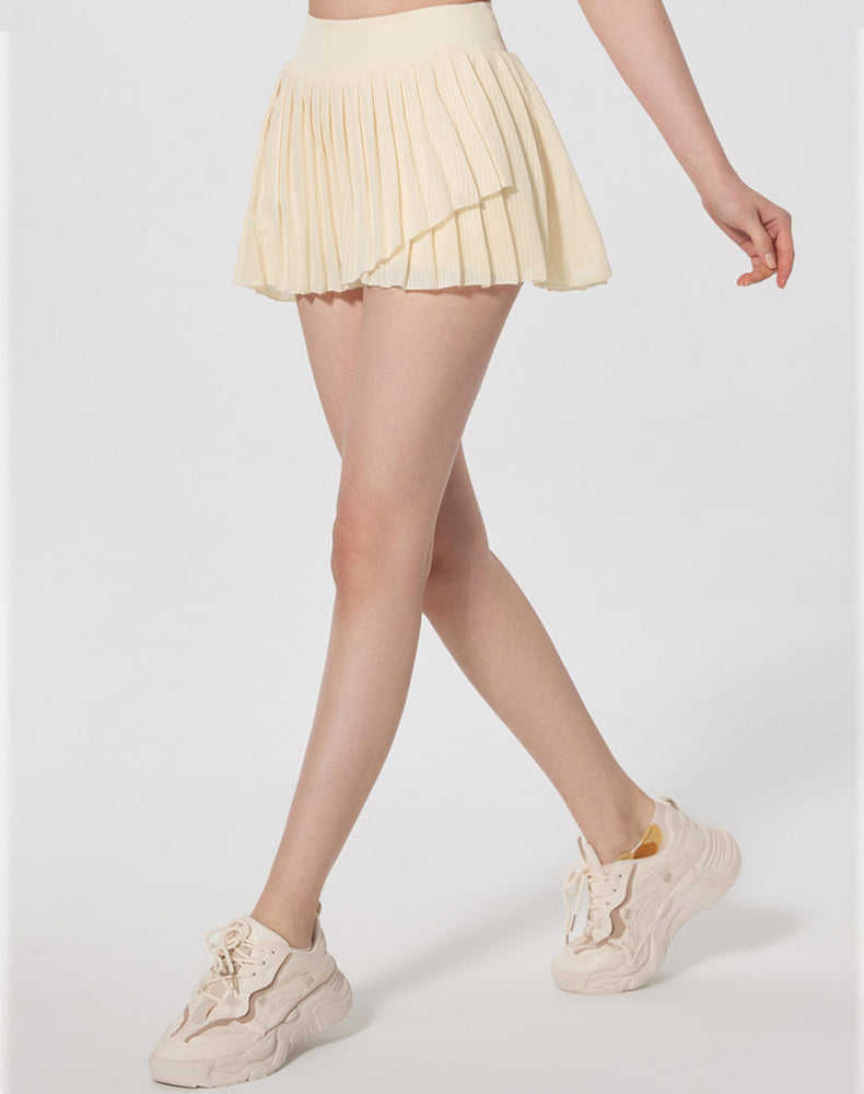 Fashion Solid Color Double Layer Tennis Skirt
