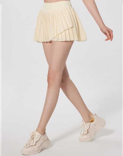 Fashion Solid Color Double Layer Tennis Skirt