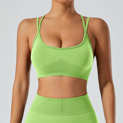 Strappy Adjustable Criss Cross Sports Bra Yoga Crop Tops