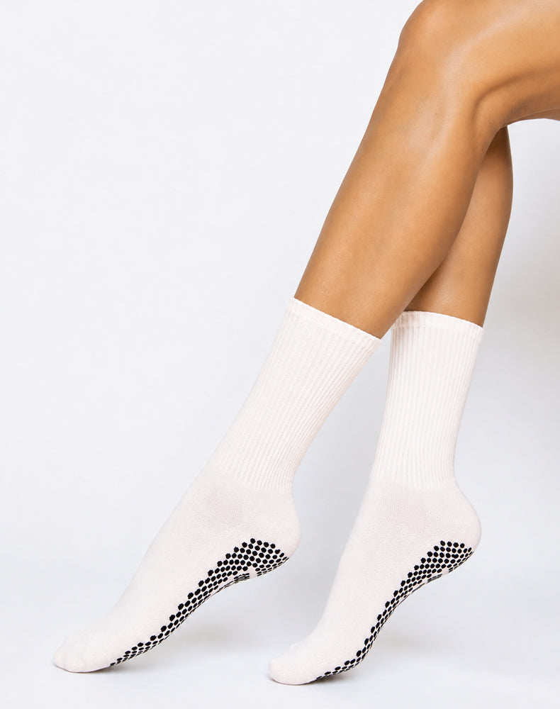 Pilates Yoga Crew Socks with Non Slip Grippers