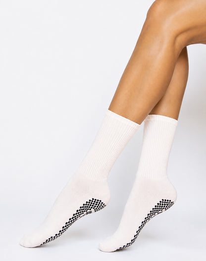 Pilates Yoga Crew Socks with Non Slip Grippers