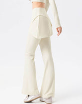 High Waist Fake Two Pieces Trouser Skirt Yoga Flared Pant