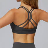 Cross Back Strappy Athletic Bras with Removable Pads