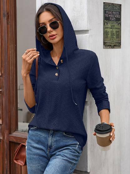 Long Sleeve Fall Drawstring Shirts Hooded Sweatshirt