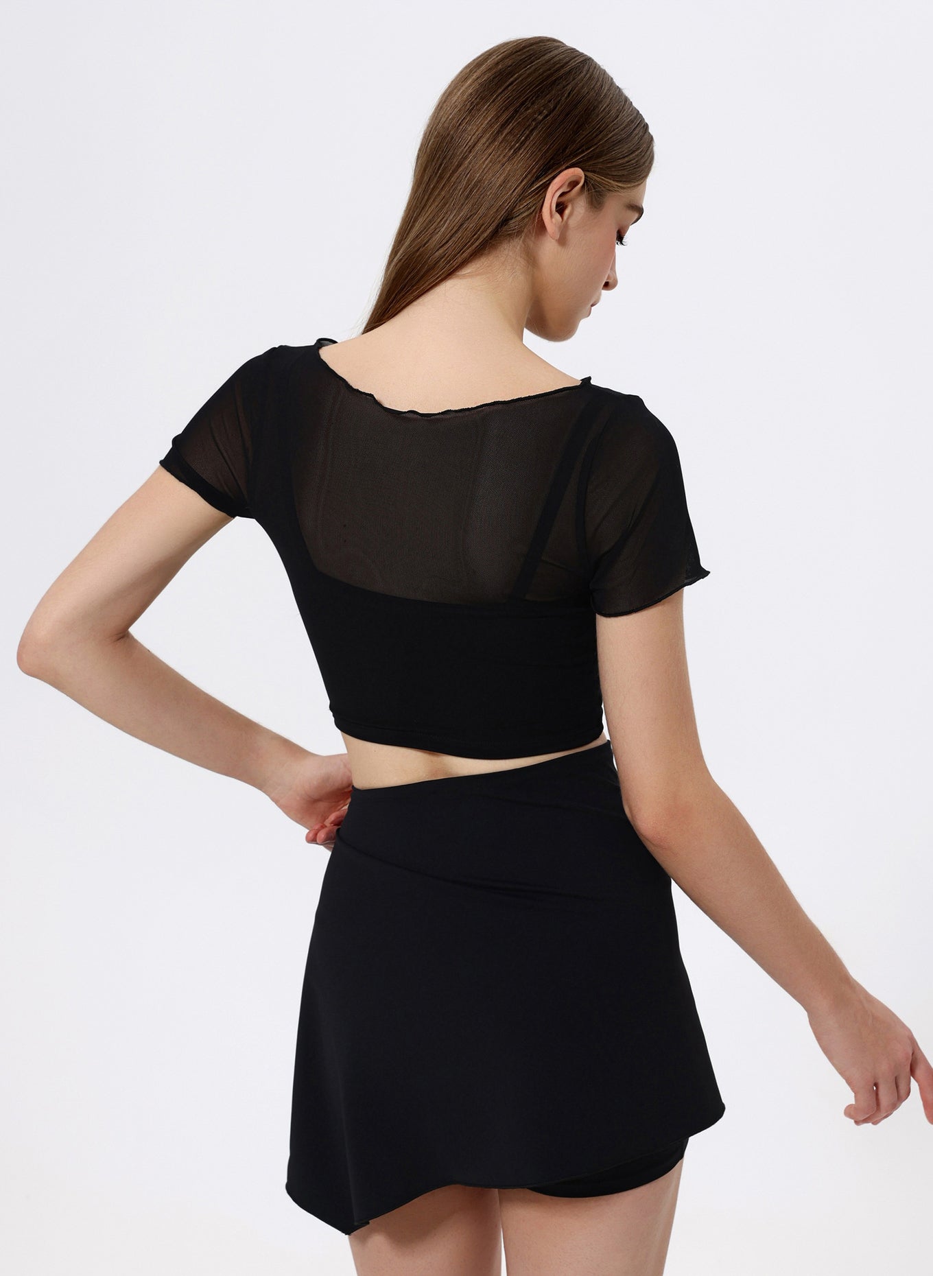 Mesh Sport Crop T-Shirts with Built-in Chest Pad
