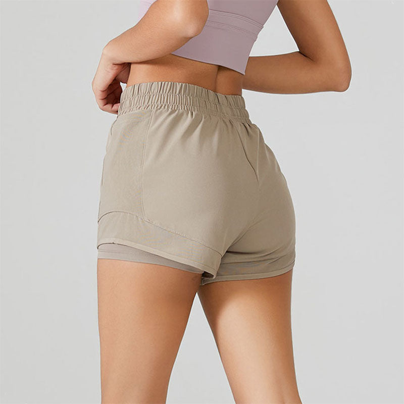 Mesh Patchwork Sports Shorts with Lined Pockets