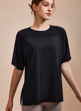 Mesh Splicing Short Sleeved Sports Loose T-Shirt