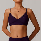V Neck Sports Bra with Adjustable Spaghetti Straps