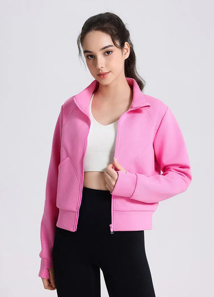 Windproof Collar Yoga Jacket With Zipper