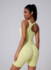 Asymmetric Straps Yoga Shorts Romper Bodysuit