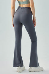 High Waist Athletic Flare Pants Yoga Trousers with Drawstring