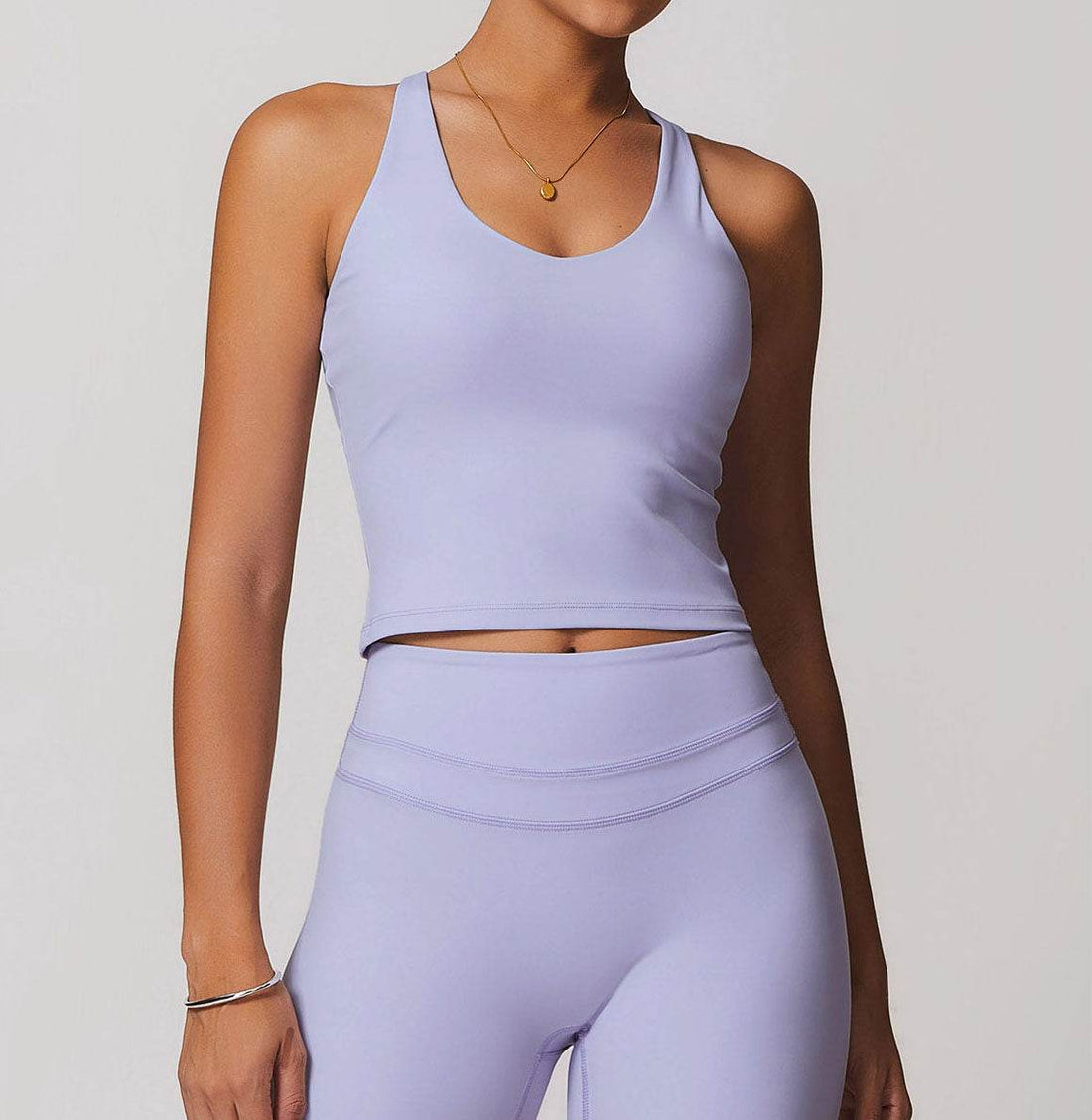 Solid U Neck Cross Back Yoga Tank Tops with Padded