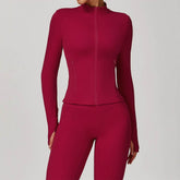 Zip Up Workout Jacket Long Sleeve Athletic Coat with Pockets