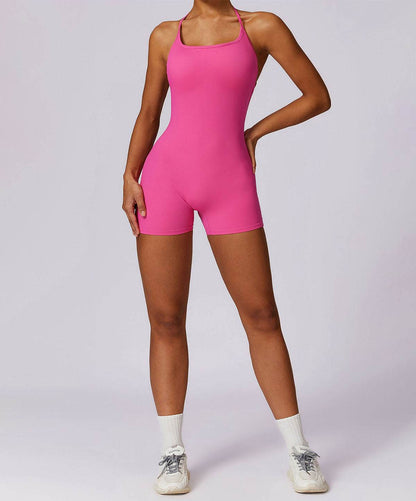 Scrunch Strappy One Piece Workout Short Jumpsuit