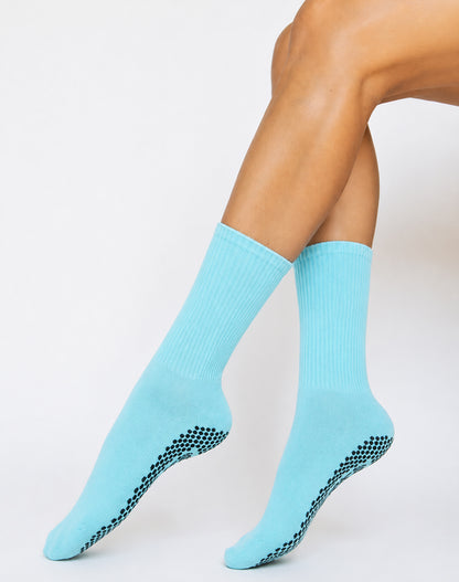 Pilates Yoga Crew Socks with Non Slip Grippers