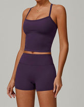 Athletic Wear with Criss Cross Back Tank Top and Short