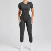 Short Sleeve Backless Yoga Jumpsuits