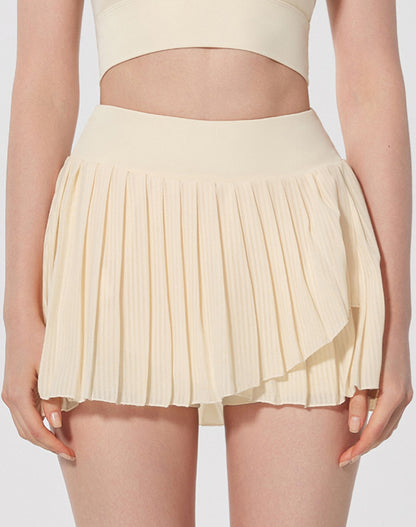 Fashion Solid Color Double Layer Tennis Skirt