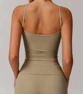 V Neck Spaghetti Fitted Crop Tank Tops