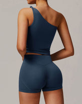 One Shoulder Knot Design Tank Fitness Tops