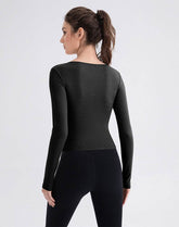 V Neck Long Sleeve Tops Casual Slim Fitted T-Shirt