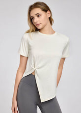 Irregular Slit Short Sleeve Yoga T-Shirts