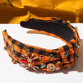 Halloween Spider Wide Top Knot Headband with Rhinestone