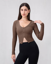 Zip Up Crop Tops Long Sleeve Casual Sweatshirt